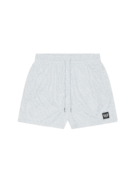 Quotrell Monogram Swimshorts - Light Blue/White