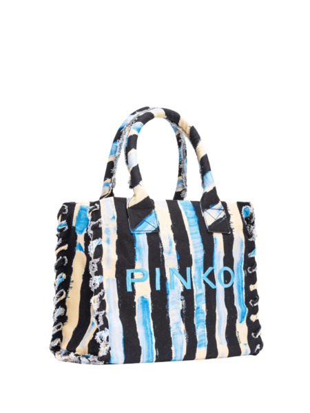 Pinko Beach Shopper Canvas - Black/Navy/White