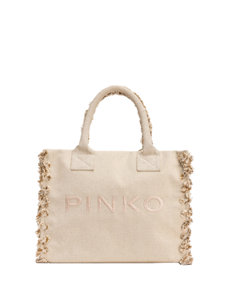 Pinko Pinko Beach Shopper Canvas - Sand/Ecru Antique Gold