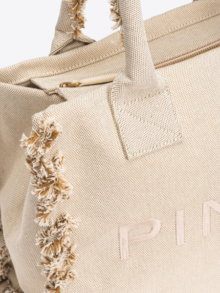 Pinko Pinko Beach Shopper Canvas - Sand/Ecru Antique Gold