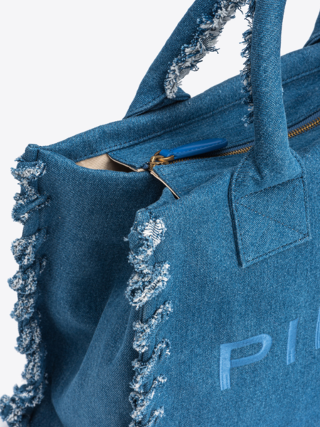 Pinko Pinko Beach Shopper Denim - Blue Denim/Antique Gold