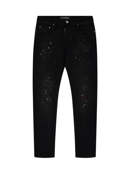 AB Lifestyle Slim-Fit Denim Paint Jeans - Jet Black