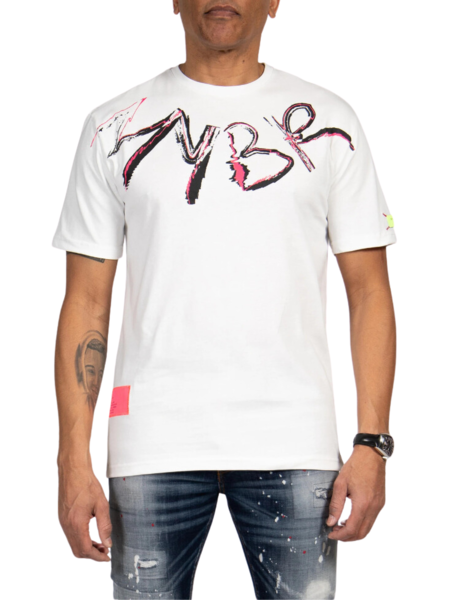 My Brand Signature Scribble Tee - Off White/Pink