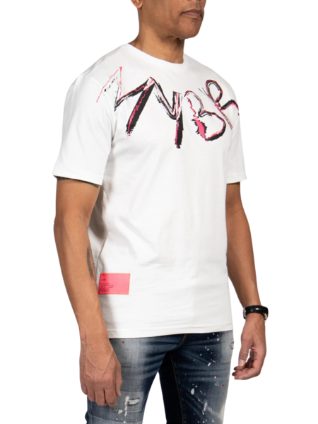 My Brand My Brand Signature Scribble Tee - Off White/Pink