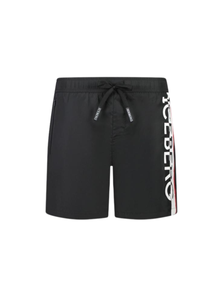 Iceberg Vertical Logo Swimshort - Black