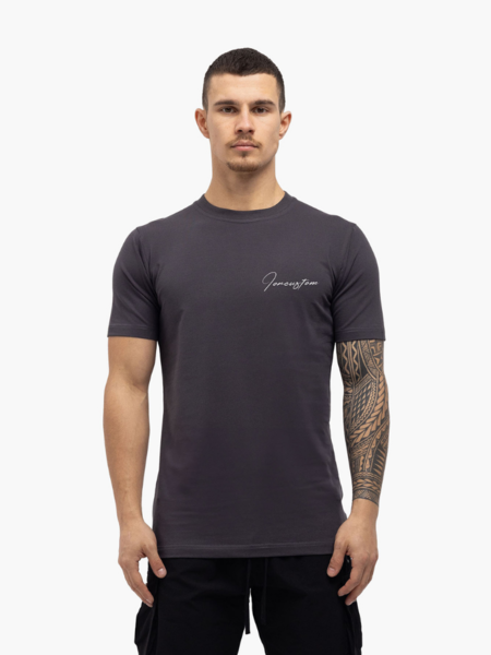 JorCustom JorCustom Written Slim Fit T-Shirt SS24 - Dark Grey