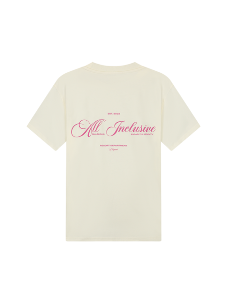 Malelions Resort T-Shirt - Off White/Hot Pink