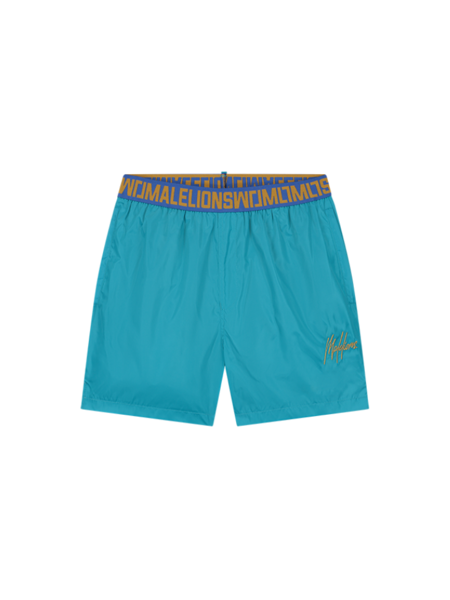 Malelions Malelions Venetian Swimshort - Aqua Blue/Gold