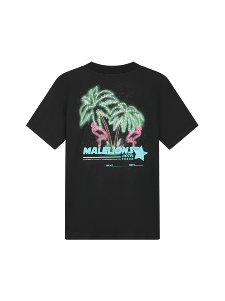 Malelions Malelions Hotel T-Shirt - Black/Aqua Blue