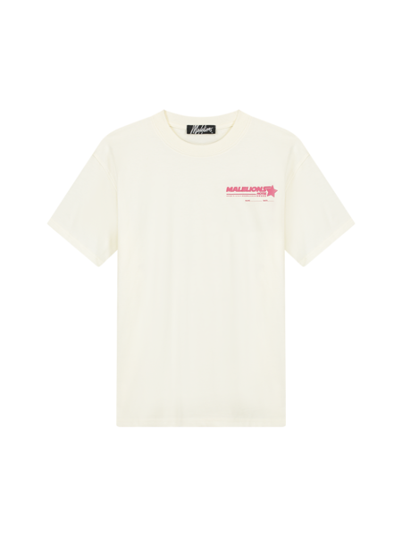 Malelions Malelions Hotel T-Shirt - Off White/Hot Pink