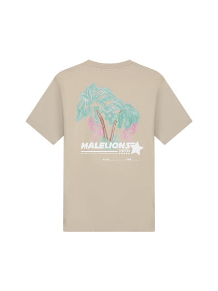 Malelions Hotel T-Shirt - Taupe/White