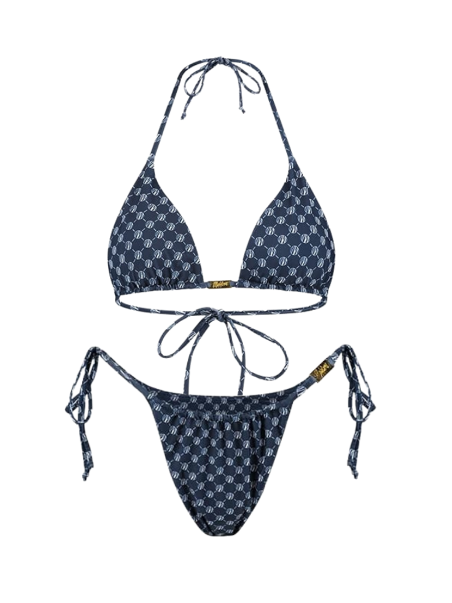 Malelions Malelions Women Tara Monogram Bikini Set - Navy/Light Blue