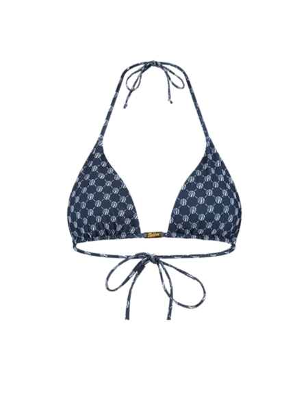Malelions Women Tara Monogram Bikini Top - Navy/Light Blue