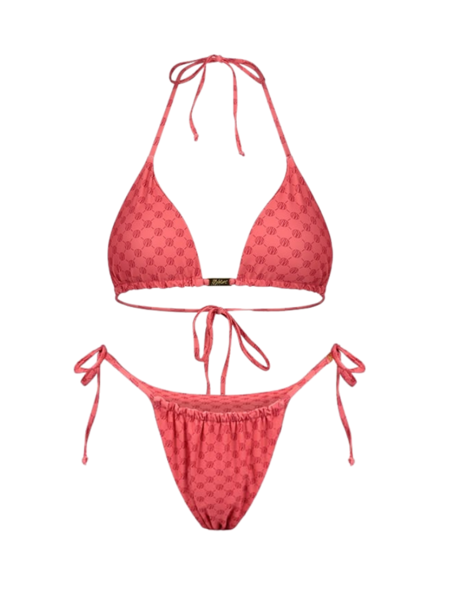 Malelions Women Tara Monogram Bikini Set - Coral/Pink