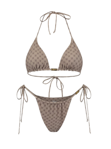 Malelions Women Tara Monogram Bikini Set - Brown/Dark Brown