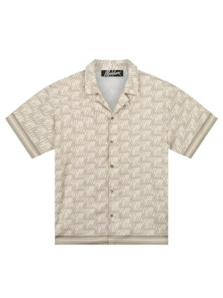 Malelions Resort Monogram Shirt - Beige/Off White