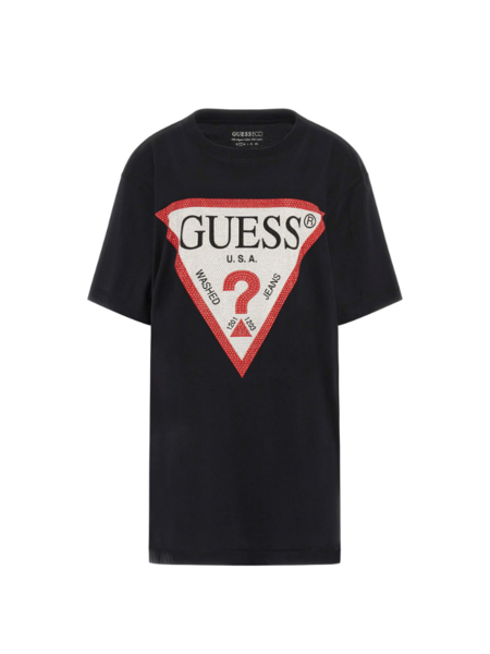 Guess Guess Shiny Triangle Tee - Jet Black