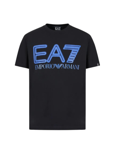 EA7 Logo Print T-Shirt - Black/Blue