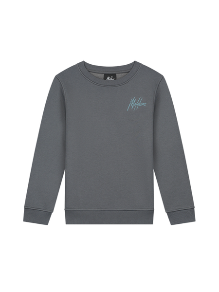 Malelions Malelions Kids Striped Signature Sweater - Dark Grey/Ice Blue