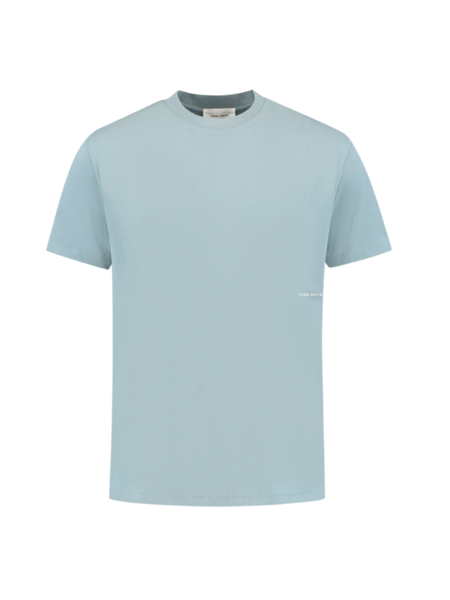 Pure Path Organic Sideline Wordmark T-Shirt - Blue Grey