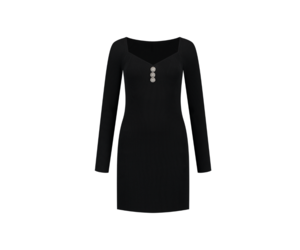Nikkie Nikkie Etna Jolie Rib Dress Black