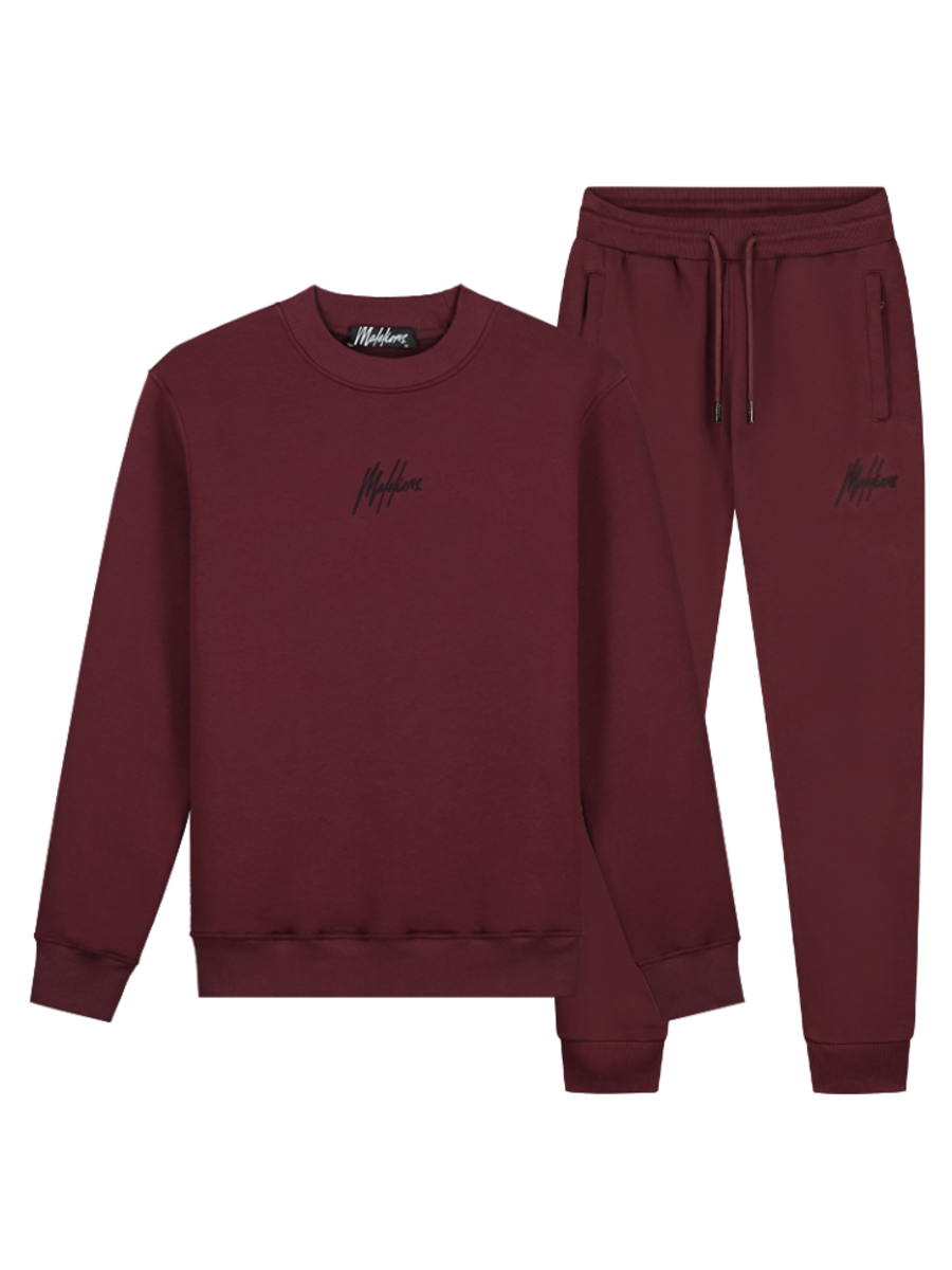 Malelions Malelions Striped Signature Sweater Combi-set- Burgundy