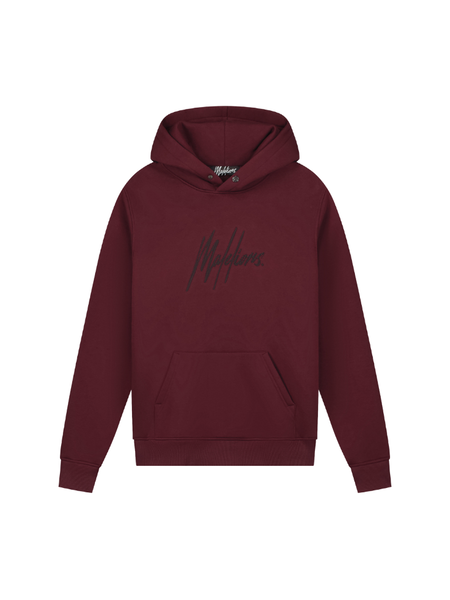 Malelions Striped Signature Hoodie - Burgundy