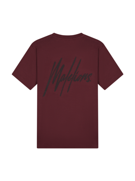 Malelions Malelions Striped Signature T-Shirt - Burgundy Striped Signature T-Shirt - Burgundy