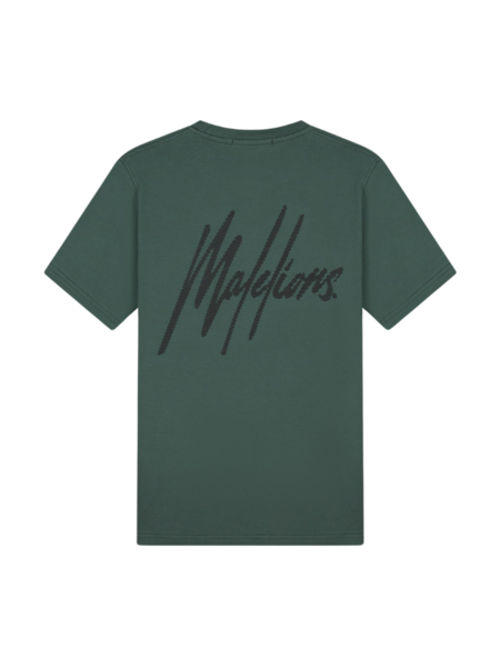 Malelions Malelions Striped Signature T-Shirt - Dark Green