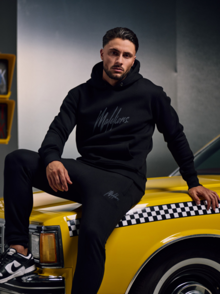 Malelions Malelions Striped Signature Hoodie - Black/Blue Slate