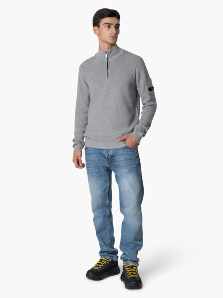 Quotrell Quotrell D'azur Knitted Halfzip - Grey Melee