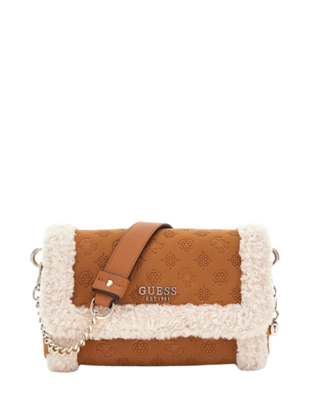 Guess Guess Davika Flap Shoulder Bag - Cognac