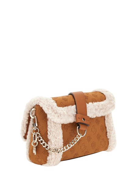 Guess Guess Davika Flap Shoulder Bag - Cognac