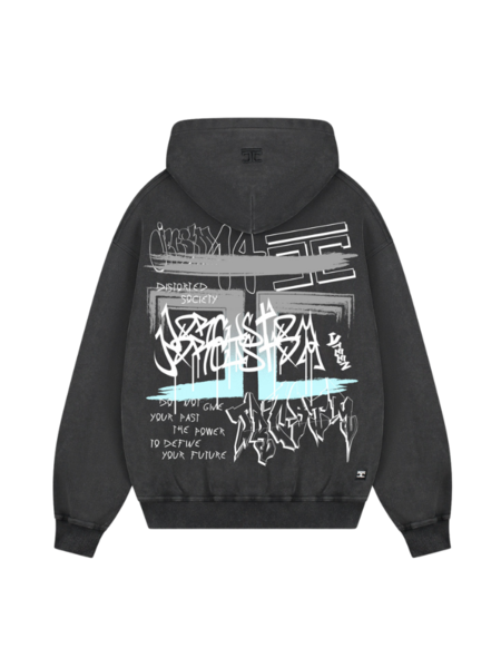 JorCustom Graffiti Zipped Hoodie - Acid Grey JorCustom JorCustom Graffiti Zipped Hoodie - Acid Grey