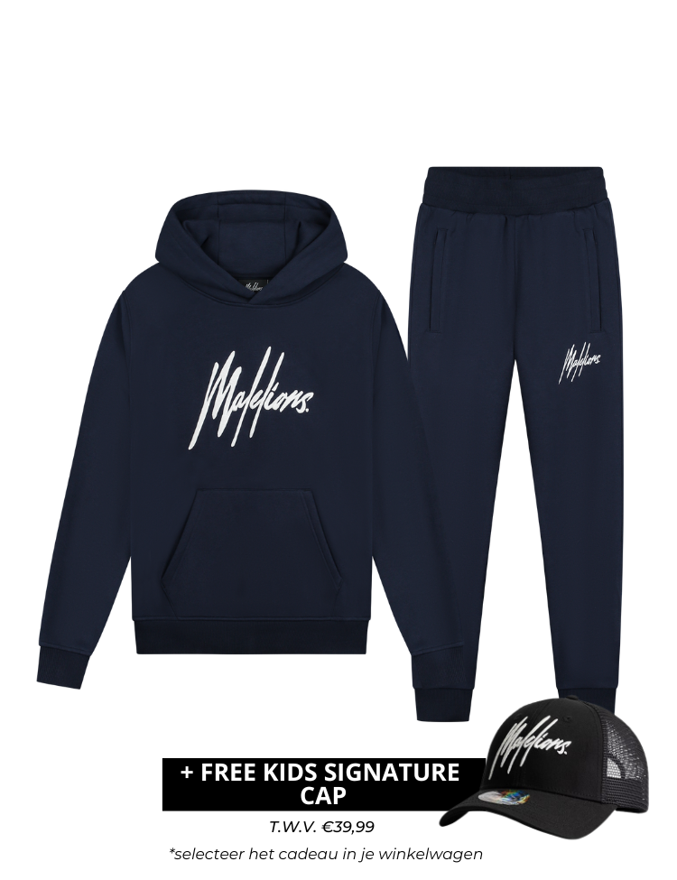 Malelions Kids Essentials Tracksuit Navy/ White
