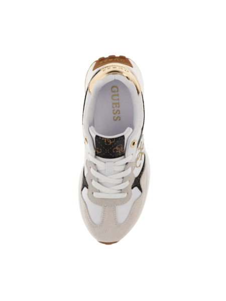 Guess Luckei Sneaker - White/Brown Guess Guess Luckei Sneaker - White/Brown