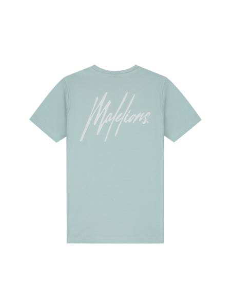 Malelions Kids Striped Signature T-Shirt - Sky Blue Malelions Malelions Kids Striped Signature T-Shirt - Sky Blue