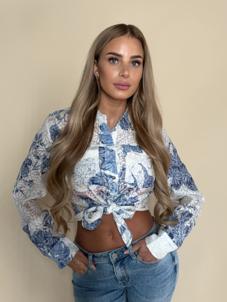 Guess LS Adelaide Bow Shirt - Dreaming Liles Print Guess Guess LS Adelaide Bow Shirt - Dreaming Liles Print