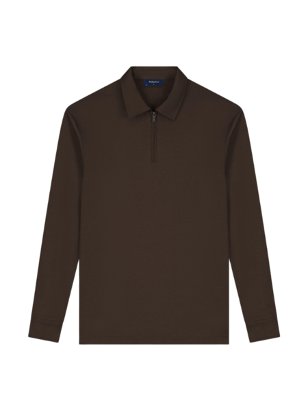 TriaD'oro Polo Zip Long Sleeve - Brown TriaD'oro TriaD'oro Polo Zip Long Sleeve - Brown