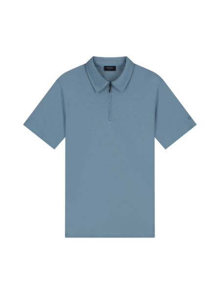TriaD'oro Polo Zip Short Sleeve - Steel Blue TriaD'oro TriaD'oro Polo Zip Short Sleeve - Steel Blue