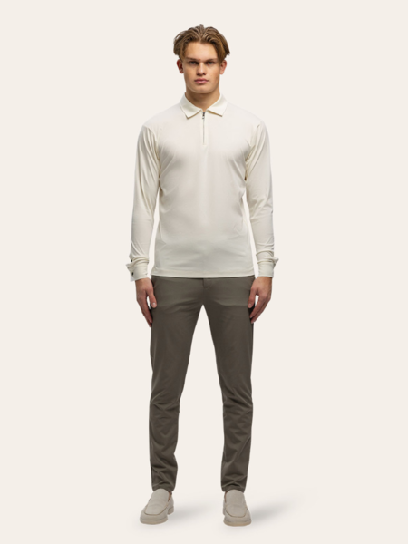 TriaD'oro Polo Zip Long Sleeve - Off White TriaD'oro TriaD'oro Polo Zip Long Sleeve - Off White