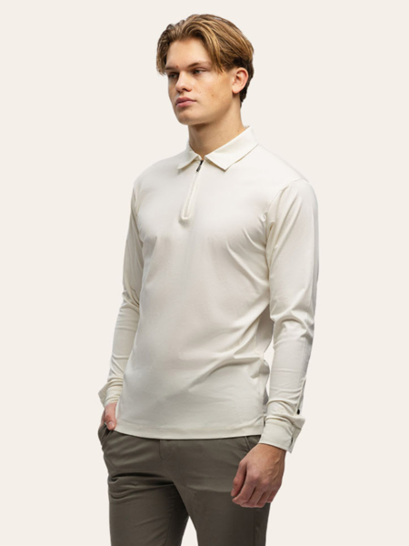 TriaD'oro Polo Zip Long Sleeve - Off White TriaD'oro TriaD'oro Polo Zip Long Sleeve - Off White