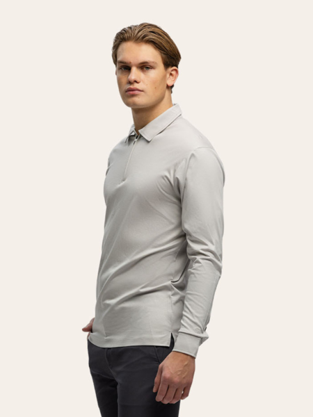 TriaD'oro Polo Zip Long Sleeve - Light Grey TriaD'oro TriaD'oro Polo Zip Long Sleeve - Light Grey