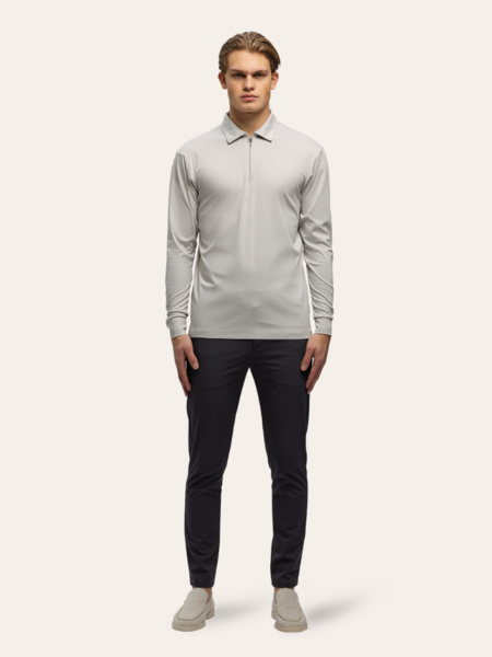 TriaD'oro Polo Zip Long Sleeve - Light Grey TriaD'oro TriaD'oro Polo Zip Long Sleeve - Light Grey