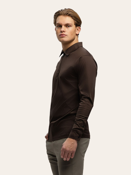 TriaD'oro Polo Zip Long Sleeve - Brown TriaD'oro TriaD'oro Polo Zip Long Sleeve - Brown