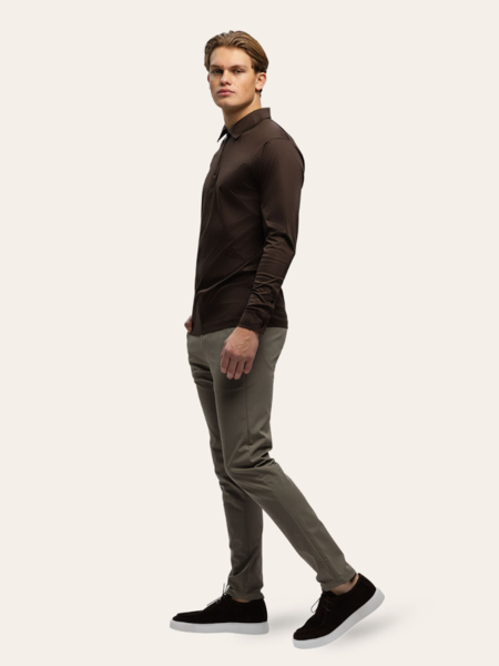 TriaD'oro Polo Zip Long Sleeve - Brown TriaD'oro TriaD'oro Polo Zip Long Sleeve - Brown