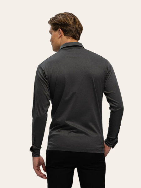 TriaD'oro Polo Zip Long Sleeve - Dark Grey TriaD'oro TriaD'oro Polo Zip Long Sleeve - Dark Grey