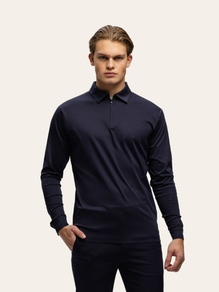 TriaD'oro Polo Zip Long Sleeve - Navy TriaD'oro TriaD'oro Polo Zip Long Sleeve - Navy