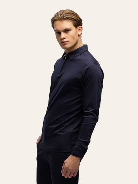TriaD'oro Polo Zip Long Sleeve - Navy TriaD'oro TriaD'oro Polo Zip Long Sleeve - Navy