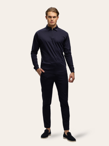TriaD'oro Polo Zip Long Sleeve - Navy TriaD'oro TriaD'oro Polo Zip Long Sleeve - Navy